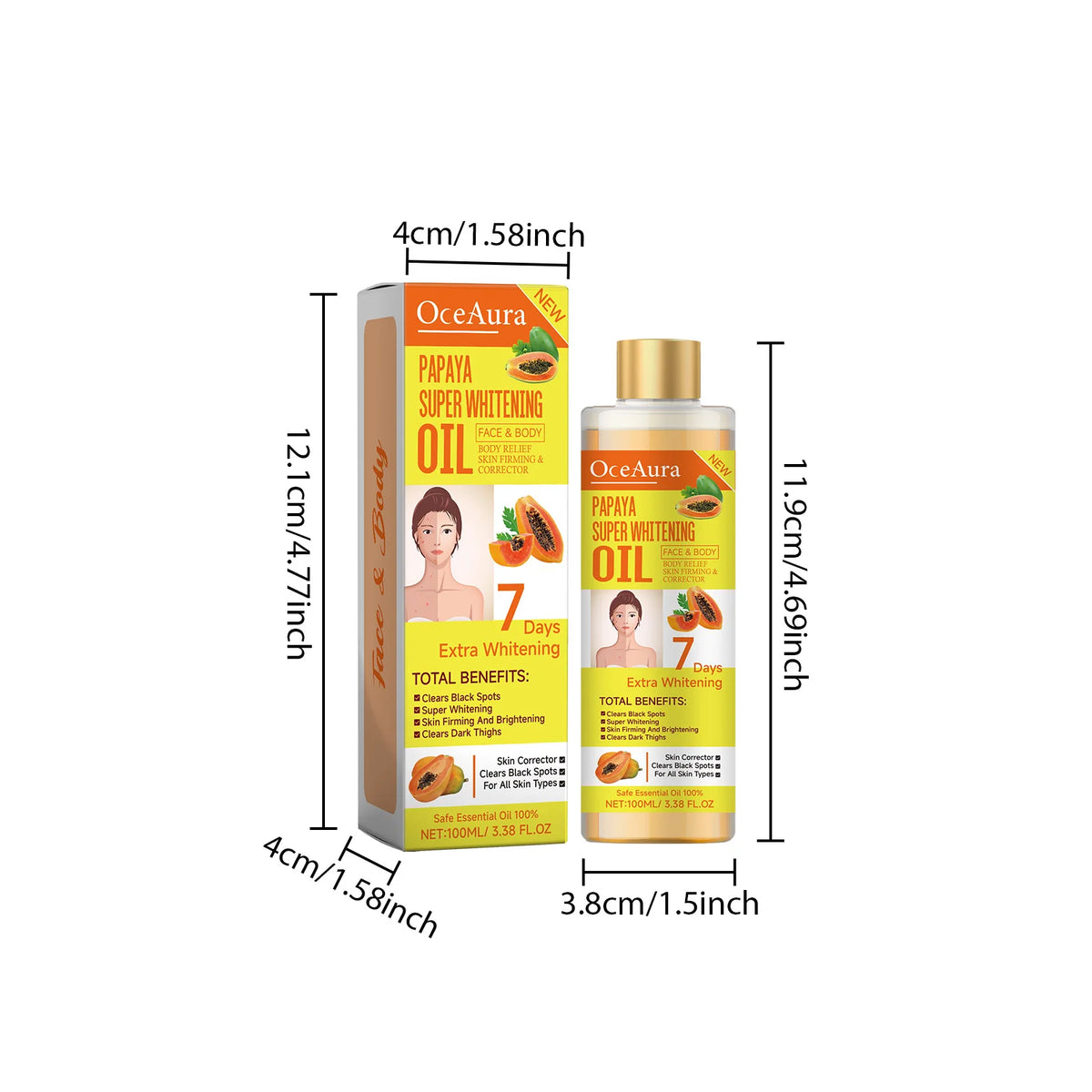 Papaya Whitening Body Oil Nourishing Brightening Skin Care Relaxing Muscle Smoothing Moisturizing Body Massage Skin Papaya Oil