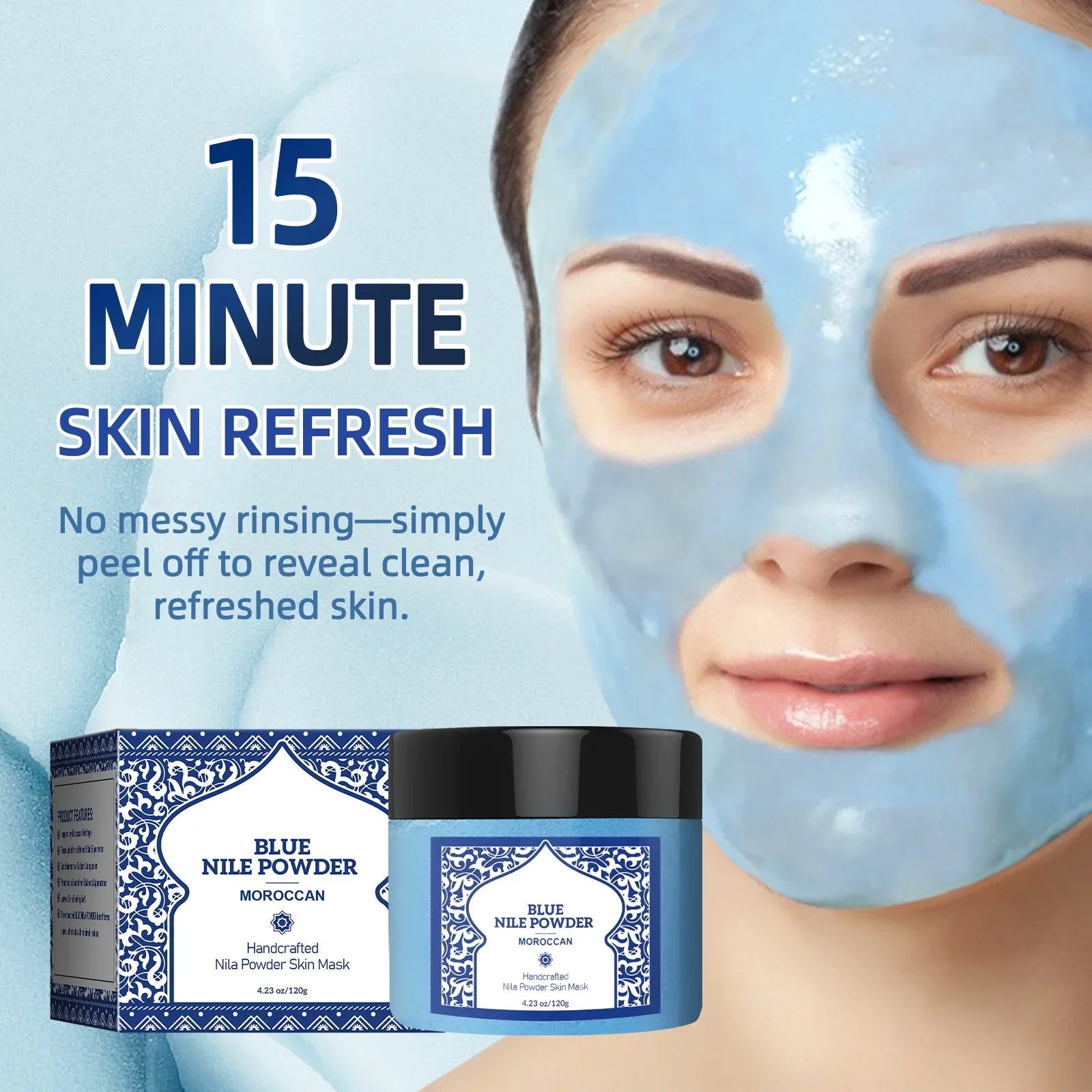 Moroccan Mineral Foaming Powder 120g - 15-Min Deep Cleansing Mask for Face & Body, Nourishes with Perilla Leaf Formula.