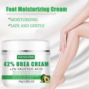YOUNGCOME 42% Urea + 2% Salicylic Acid Avocado Foot Cream – Intensive Moisturizing Calluses & Dry Skin Hands/Feet, All Skin