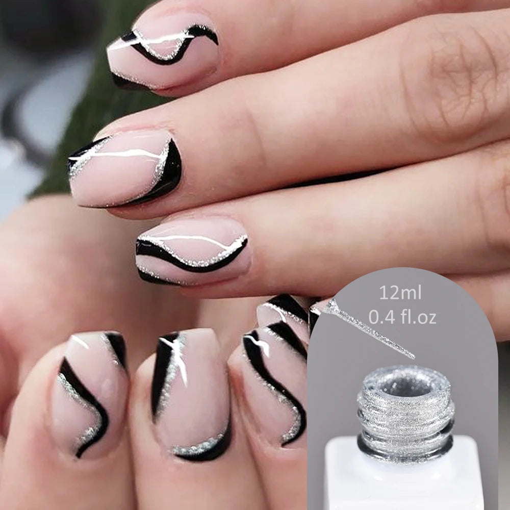 5/8/10/12ml 5D Metallic Painting Nail Gel Silver/Gold Liner Polish Mirror Chrome Effect Gel Nail Polish Soak Off UV/LED Drawing^