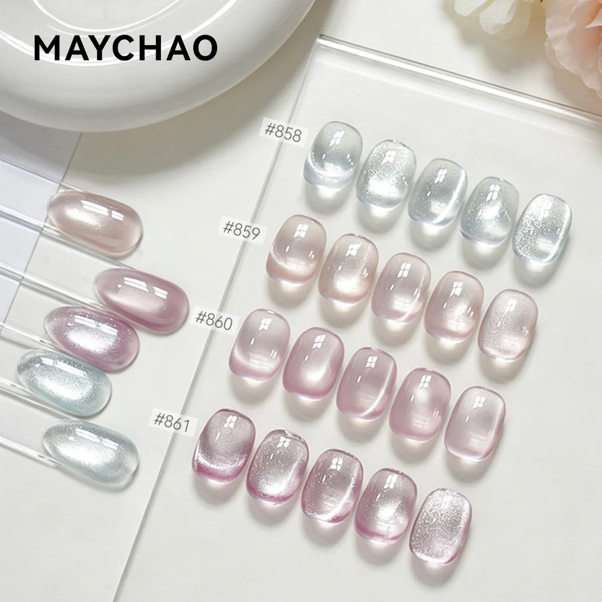MAYCHAO 5 In 1 Cat Eye Gel Polish Magnetic Cat Nail Gel One-step Gel Polish Nail Art Varnish Multi-use Nail Polish UV LED Gel
