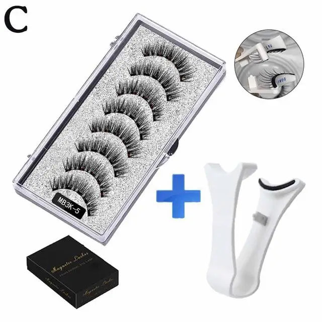 3D Natural Magnetic Eyelashes,With 5 Magnetic Lashes Eyelashes Handmade False Gift Reusable Magne T6N2
