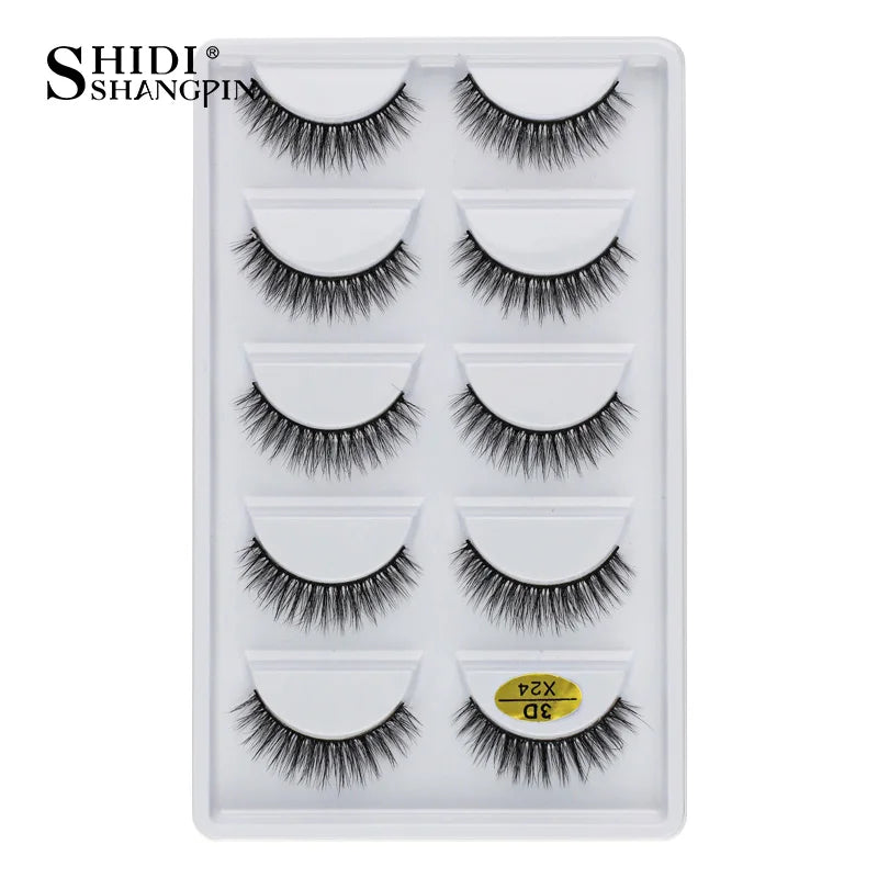 3D Faux Mink Lashes X05 Fluffy Wispy False Eyelashes 5Pairs Reusable Soft Volume Eyelashes Natural Look for Daily & Party Makeup