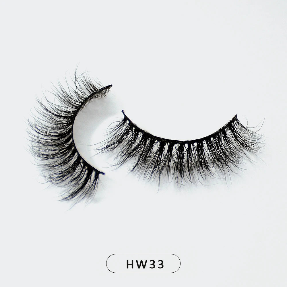 HZJY Dropshipping 10-15mm 3D Real Mink Handmade Crossing Lashes Individual Strip Thick Lash Fake Eyelashes with free paper boxes