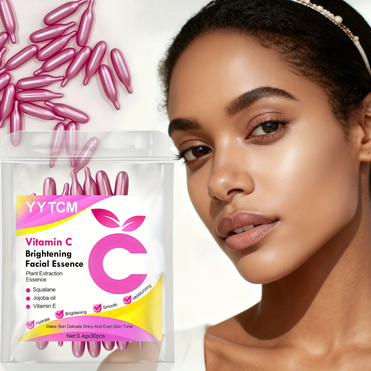 Vitamin C Moisturizing Capsule Serum – 30 Capsules with Squalane, Vitamin E, Magnolia & Jojoba Oils for Deep Hydration, Smooth & Radiant-Looking Skin