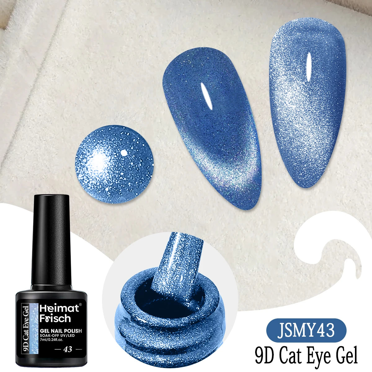 Heimat Frisch Single 0.24oz Crystal Cat Eye Gel Nail Polish - Holographic Glitter, Translucent and Magnetic Effect, Long-Lasting