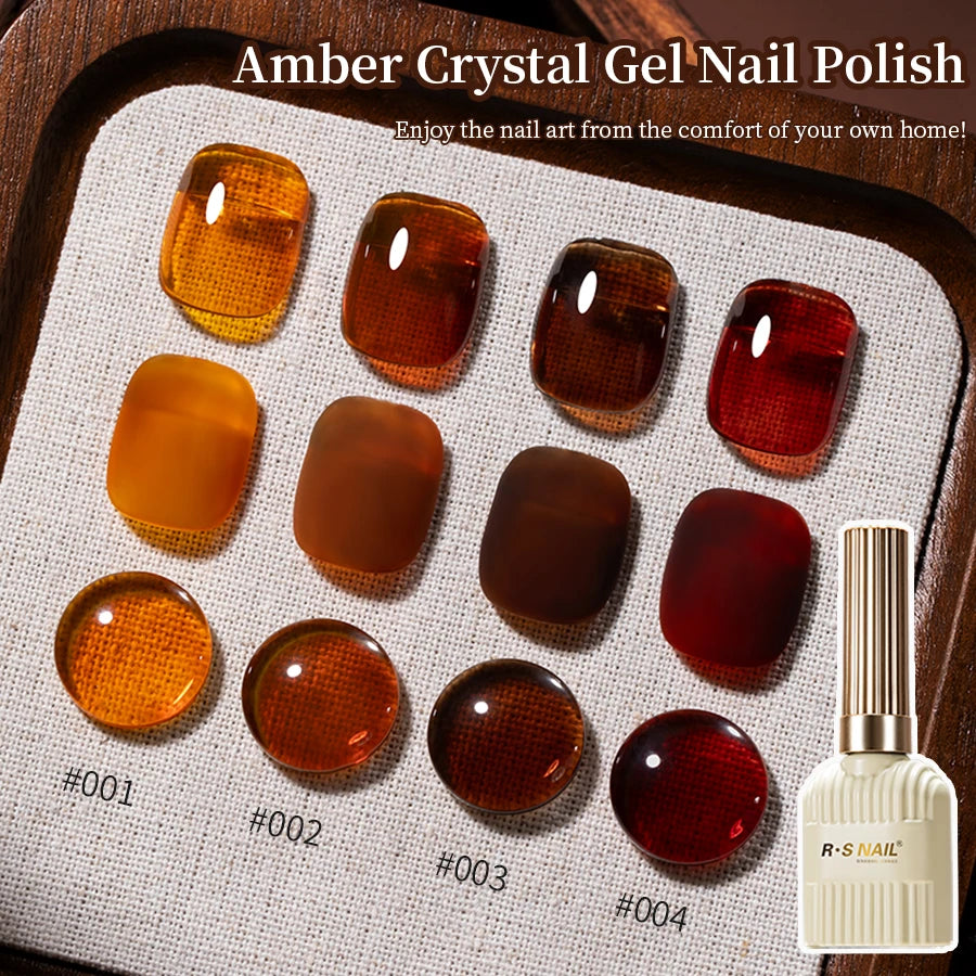 RSNAIL 10g Jelly Amber Gel Nail Polish Crystal Brown Nail Gel DIY Translucent Color Nail Art Gel Permanent UV Gel Polish Varnish