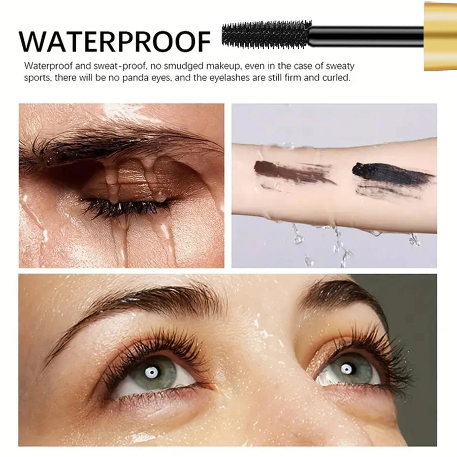 5D Black Waterproof Mascara Lengthens Eyelashes Extension Silk Fiber Mascara Korean Makeup Cosmetic for Women Gifts Thicken