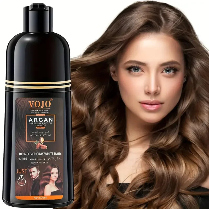 Unisex Adult Black Brown Hair Dye Shampoo,Hair Dye Shampoo Foam, Plant-Based Hair Color,not Damage,Washes Easily,Cover Gray Hair