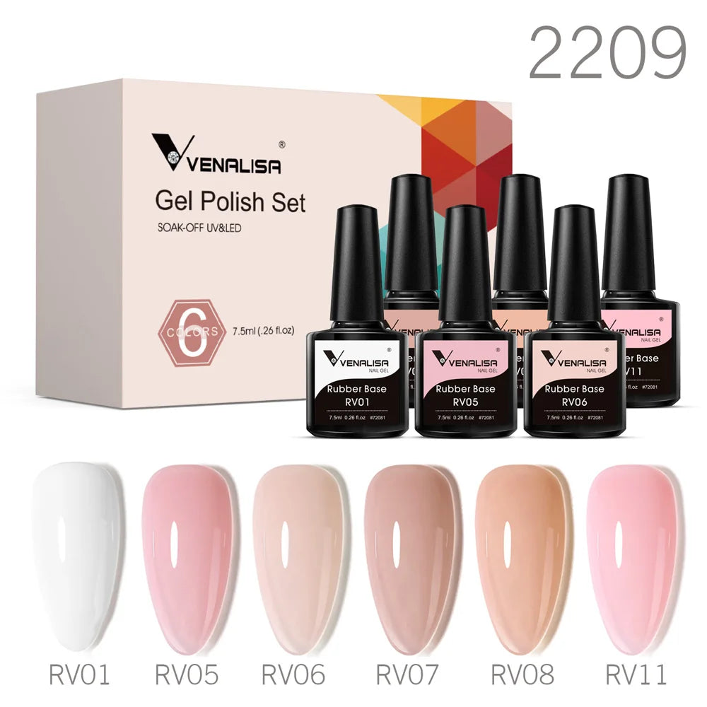 6pcs Venalisa Construction Gel Kit Stronger Jelly Color Reinforce Natural Nail Varnish Rubber Base Color Series Nude Collection