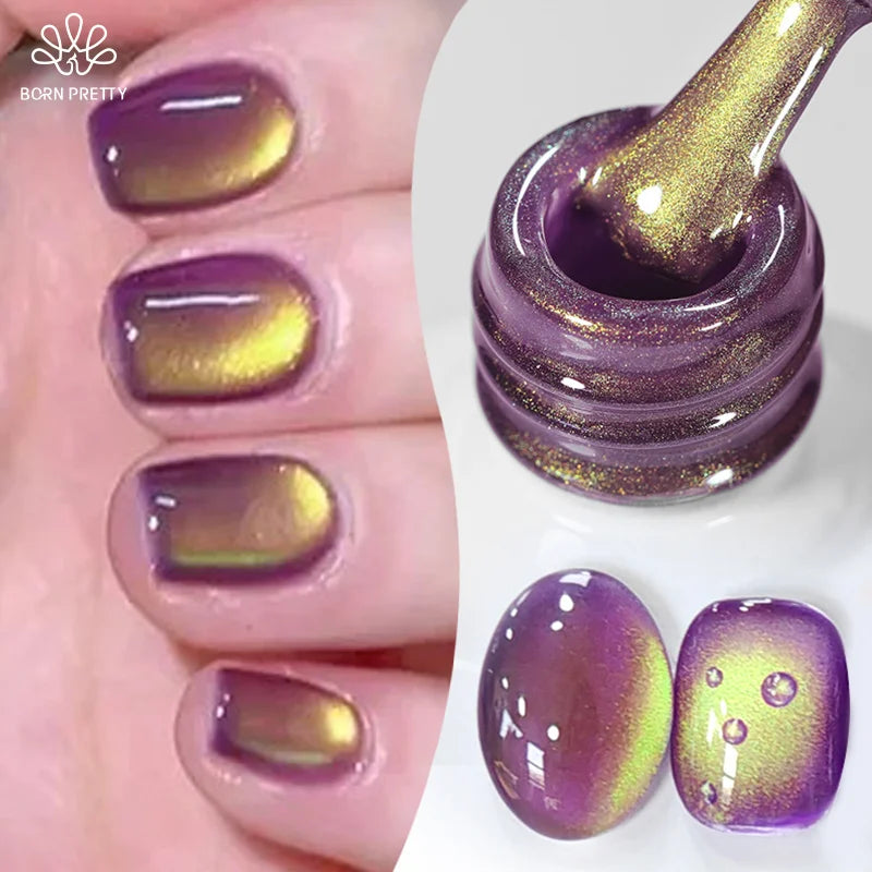 BORN PRETTY 10ml Fruit Green Purple Cat Magnetic Gel Nail Polish 2025 New Whitening Guava Grape Glass Bead Nail Varnish Supplies