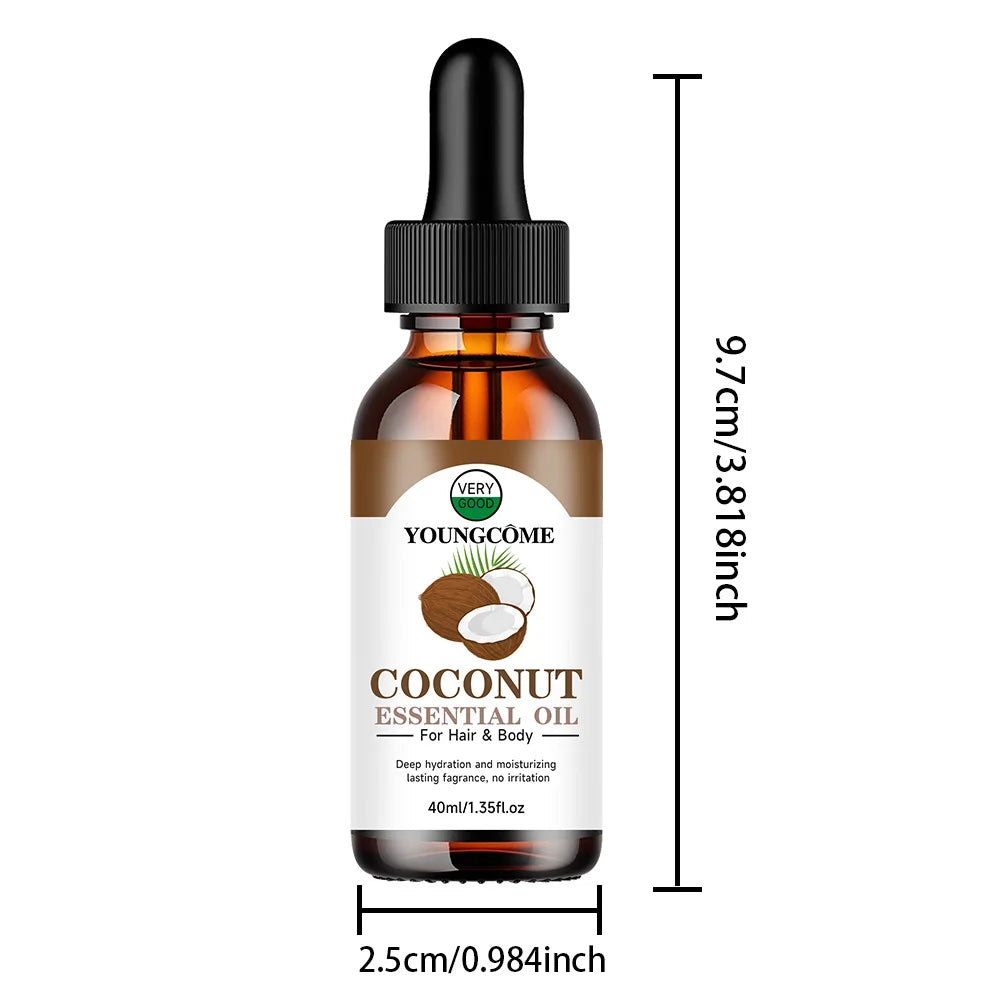 Coconut Hair Straightening Essential Oil Repairs Dyed Perm Damaged Hair Improve Frizz Breakage Nourish Soften Smooth Hair Care