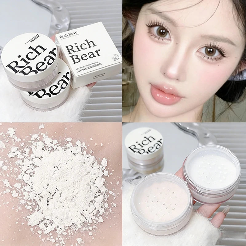 White Face Loose Powder Waterproof Oil Control Matte Natural White Transparent Setting Loose Powder Korean Makeup Brighten Face