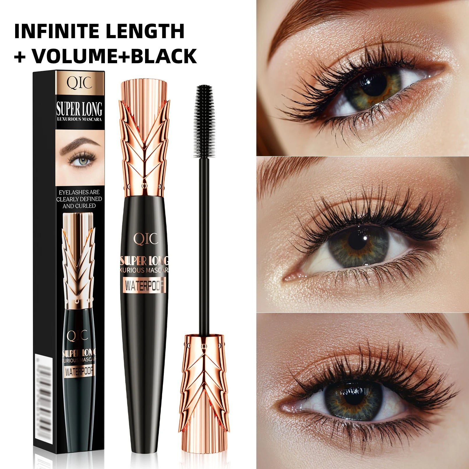 5D Black Waterproof Mascara Lengthens Eyelashes Extension Thick Silk Fiber Mascara Female Makeup Eye Cosmetics Tools for Gifts