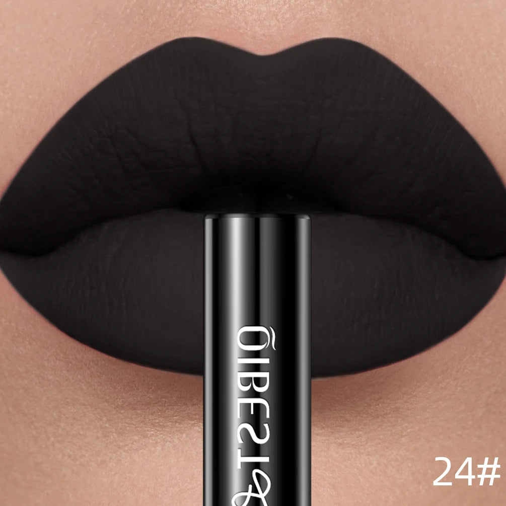 QIBEST Sexy Lipgloss Lasting Velvet Matte Lip Gloss Liquid Lipstick Makeup Women Beauty Nonstick Cup Waterproof Red Lipstick