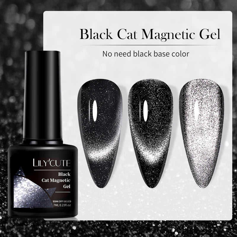 LILYCUTE 7ML Ocean Blue Cat Magnetic Gel Nail Polish Sparkling Glimmer Gel Polish Semi Permanent UV Magnet Gel Varnish Nail Art