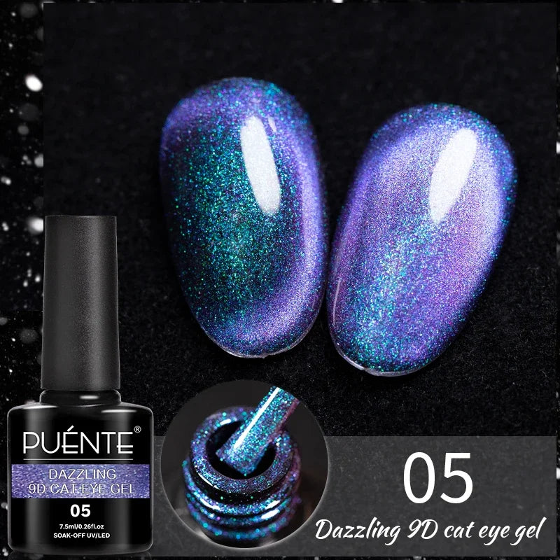 7.5ML Green Crystal Cat Magnetic Gel Nail Polish Shiny Green Glitter Cat Eye Gel For Manicure Soak Off UV Nail Art Varnish