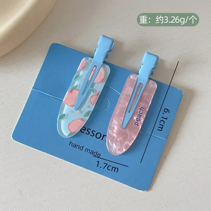 2/4pcs Candy Color Fruit Hair Bang Clip Summer Hairpin No Crease Acrylic Barrette Hair Side Clamp For Girl Hair Accessories