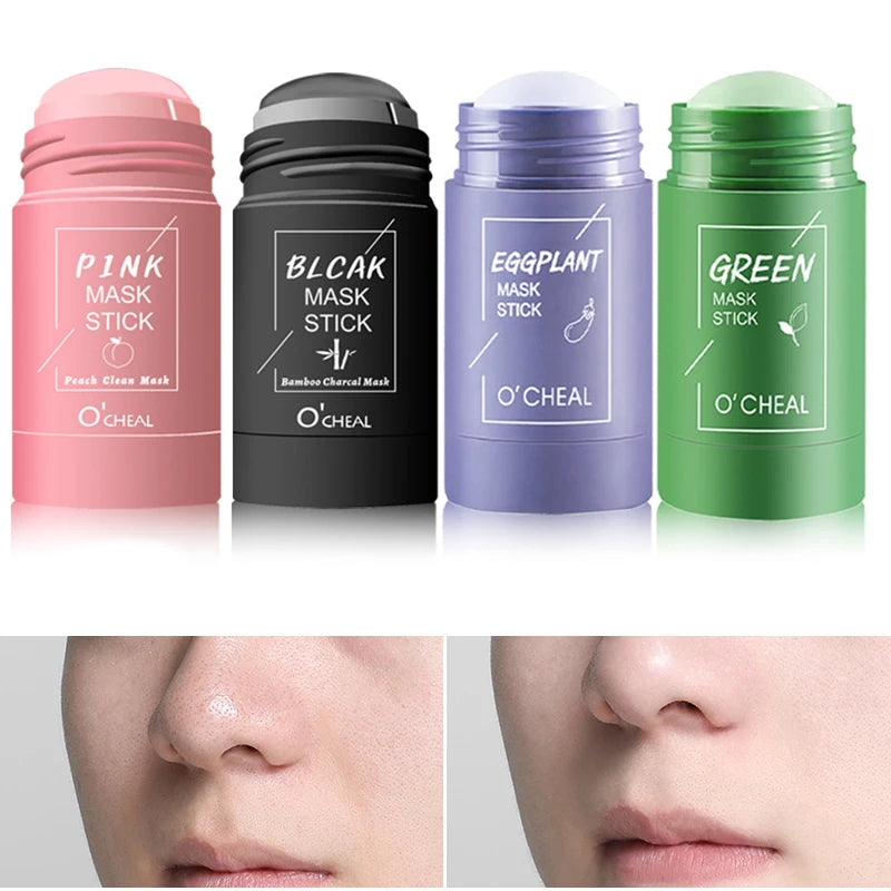 Ocheal Mask Green Tea Bamboo Charcoal Solid Facial Mask Cleansing Stick Deep Cleansing Pores, Removes Blackheads, Controls Oil, Moisturizes and Hydrates, Smear-On Mud Mask for Men and Women