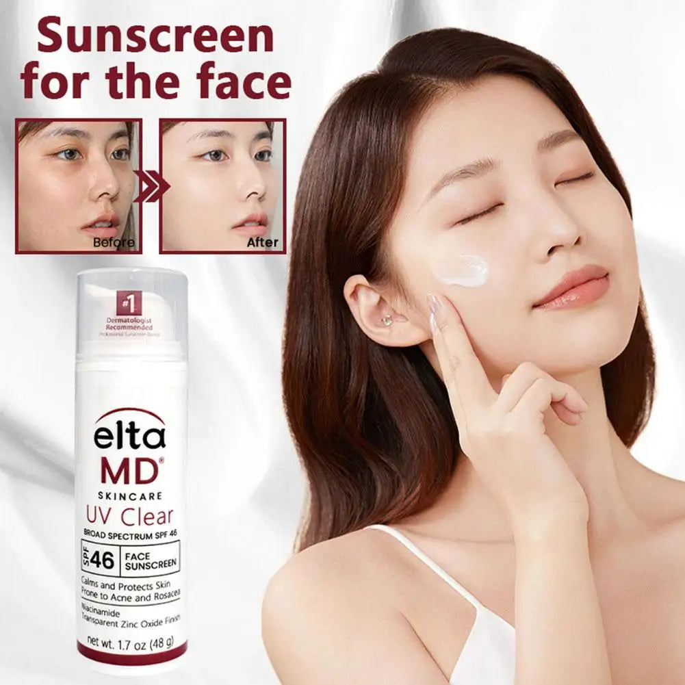 Eltamd 48ml Facial Sunscreen SPF46 UV Sunscreen Anti-Radiation Waterproof&sweatproof Non-greasy for Sensitive and Acne ProneSkin