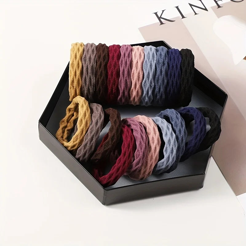 20 Pcs Minimalist Colorful Hair Ropes Set Soft High Elastic Hair Rings Casual Versatile Ponytail Hair Scrunchies