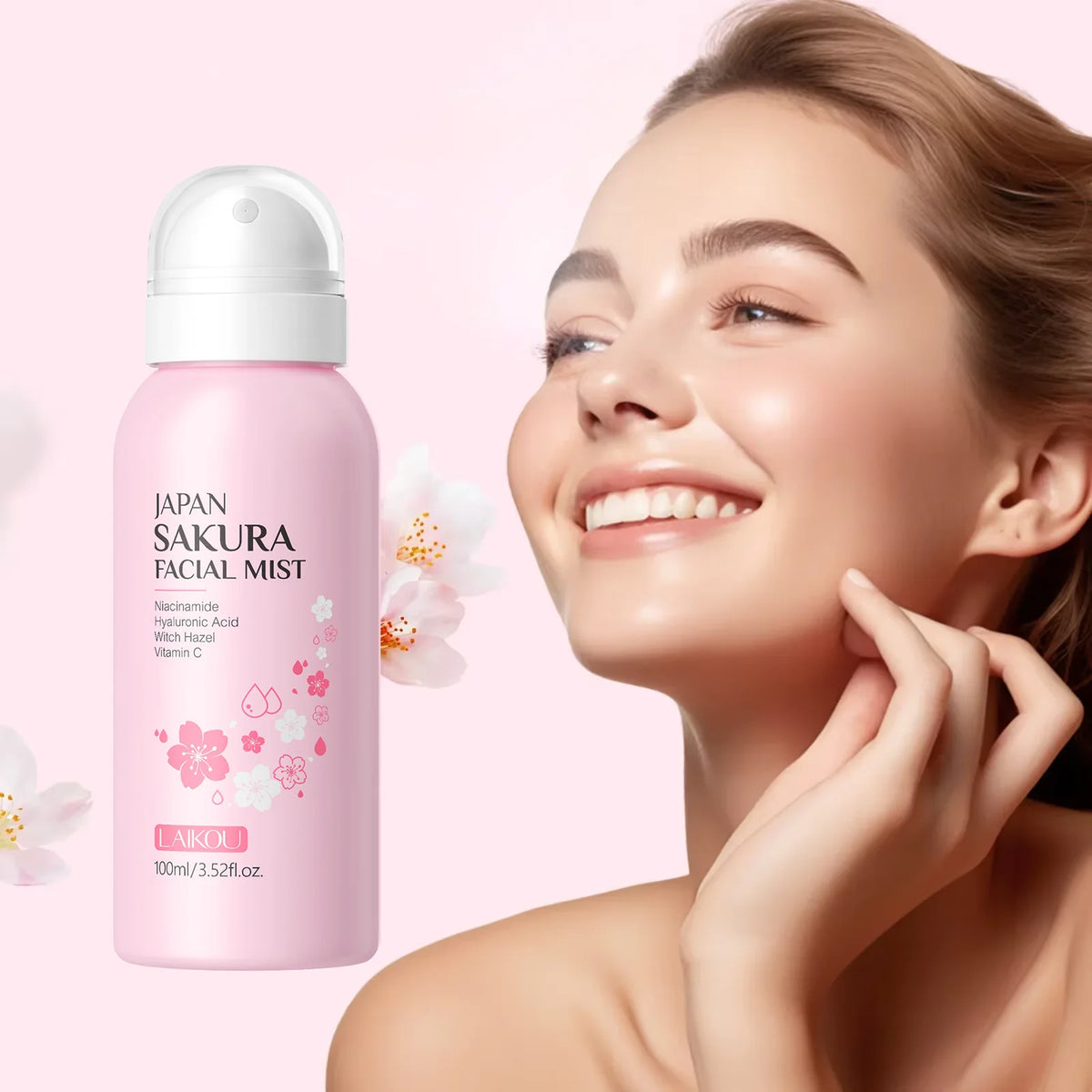 LAIKOU Sakura Facial Mist 100ml Hydrating Spray Moisturizing Brightening Toner Oil Control Shrink Pores Skin Care