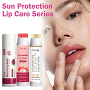 Sun Protective Lip Balm SPF50+ Nourishing Beetroot Brightening Ceramide Kojic Acid Moisturizing Fade Lip Lines Lipstick For Lips