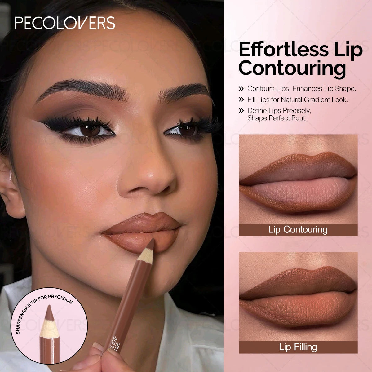 Nude Matte Lip Pencil - Long-Lasting Lip Liner & Matte Lipstick-like Texture，Perfect Christmas Gift
