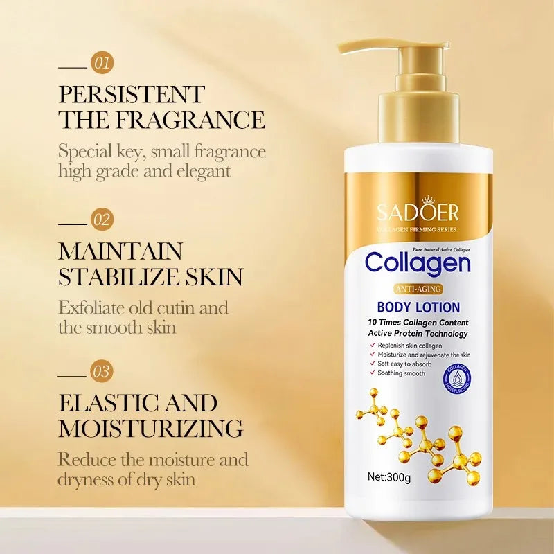 300g SADOER Collagen Body Lotion Skin Care Moisturizing Hydrating Refreshing Body Care Moisturizing Skincare for Women Lotion