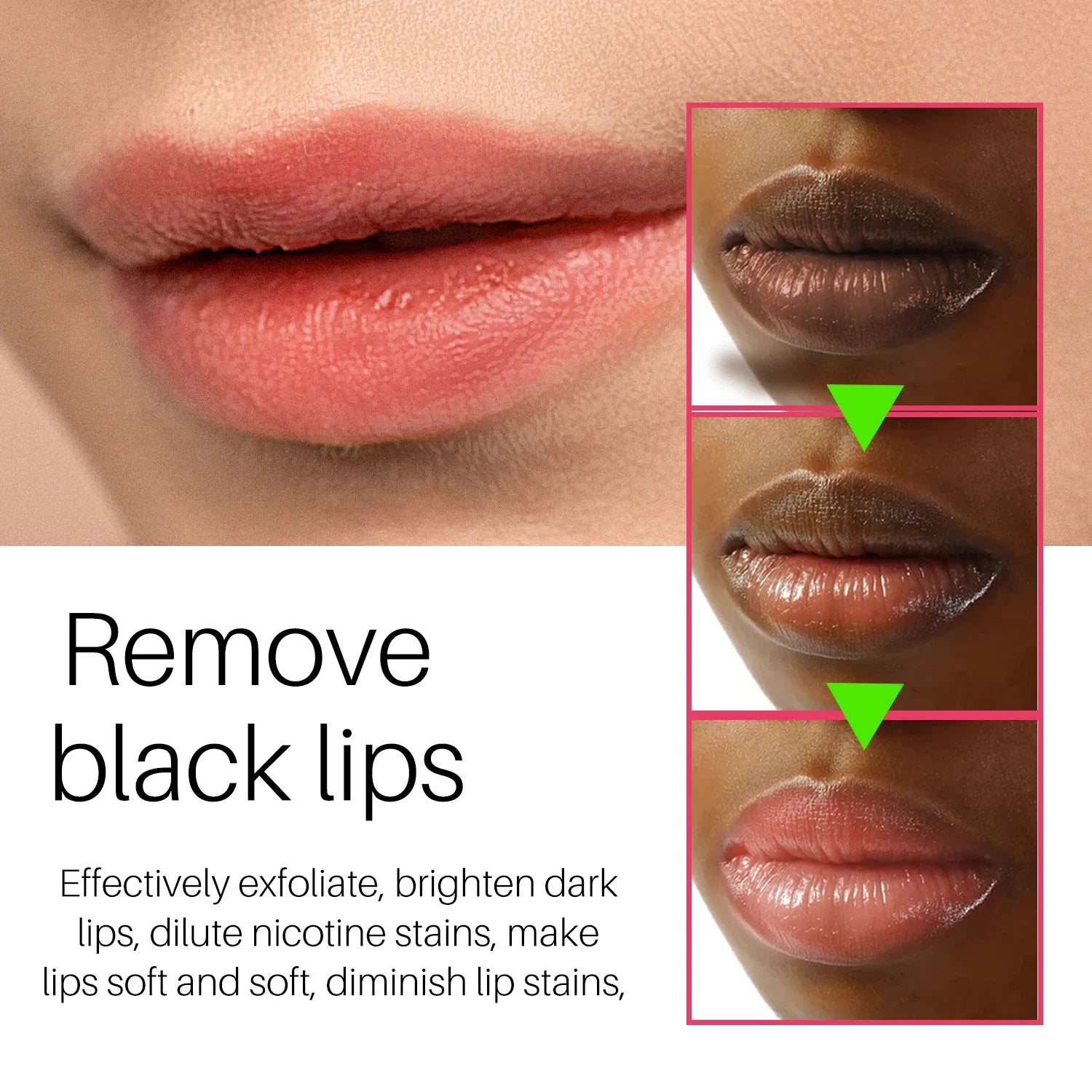Lip Scrub for Dark Lips Pink Lips Balm Exfoliante Moisturizing Reduce Pigmentation Anti-Cracking Sugar Scrub Lighten Black Lip
