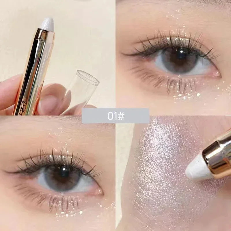 Double-ended Glitter Eye Shadow Stick Waterproof Pearlescent Champagne Gold Eyeshadow Pallete Pen Shimmer Cosmetics Makeup Tool