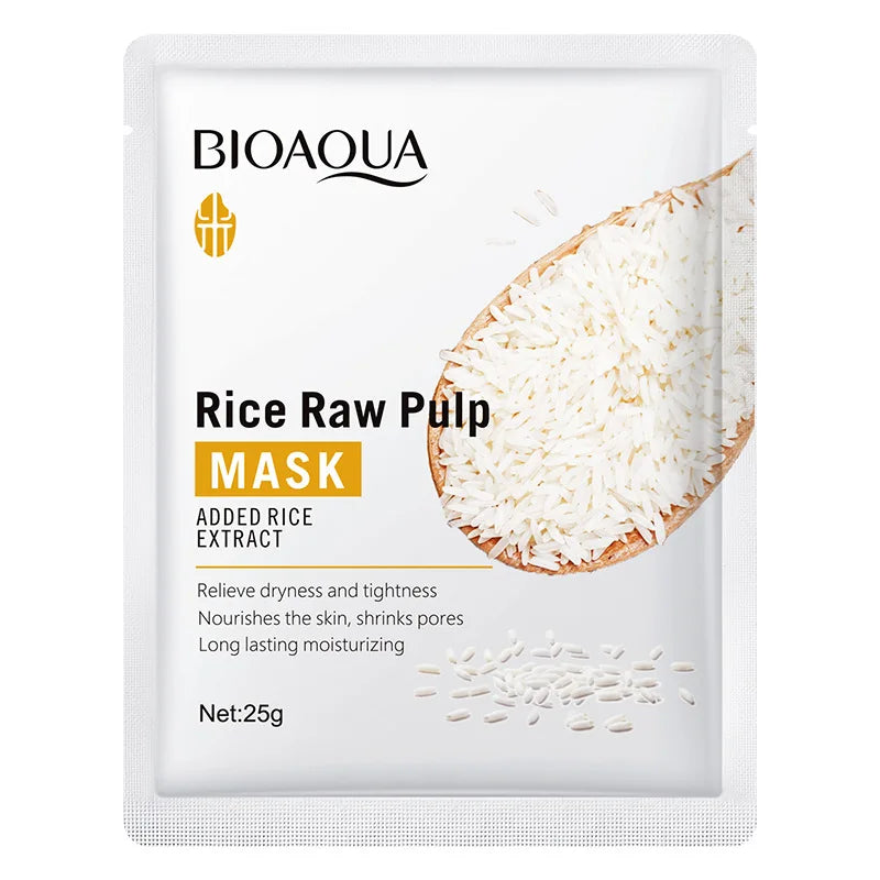 20pcs BIOAQUA Rice Raw Pulp Facial Masks Set Whitening Moisturizing Hydrating Anti-aging Face Sheets Masks Skin Care Products