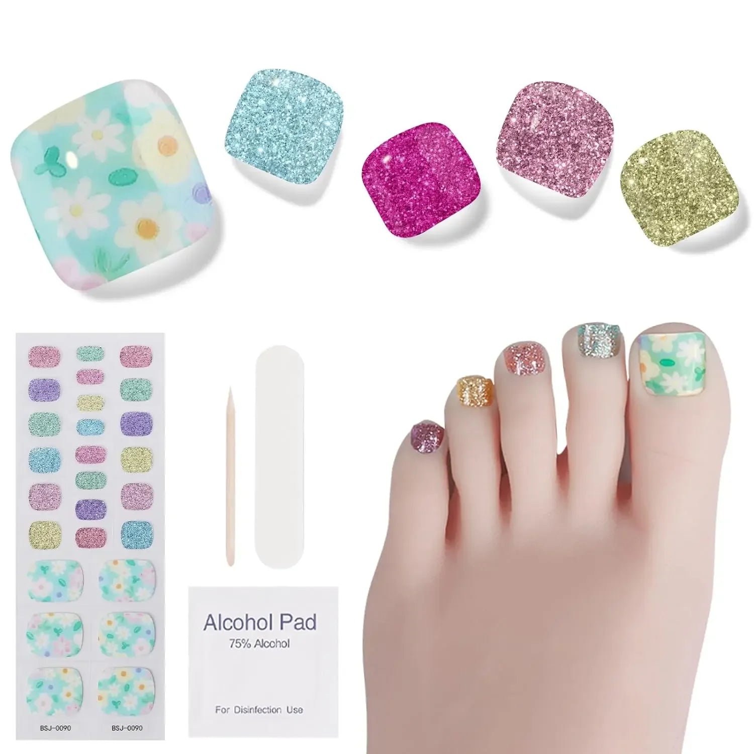 26Tips Pure Toe Gel Nail Sticker Hardens with UV Lamp Curing Waterproof Phototherapy Oil Gel Foil Nail Art Decorations
