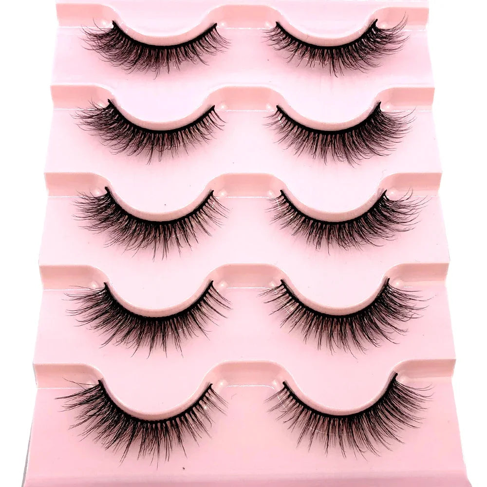New 5 pairs of handmade mink eyelashes fake eyelashes natural nude makeup simulated cross messy eyes 3D curly eyelashes