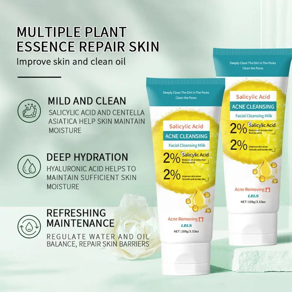 Salicylic Acid Acne Removing Facial Cleanser Moisturizing Refreshing & Oil-Controlling Face Wash Foam Face Cleanser Skin Care