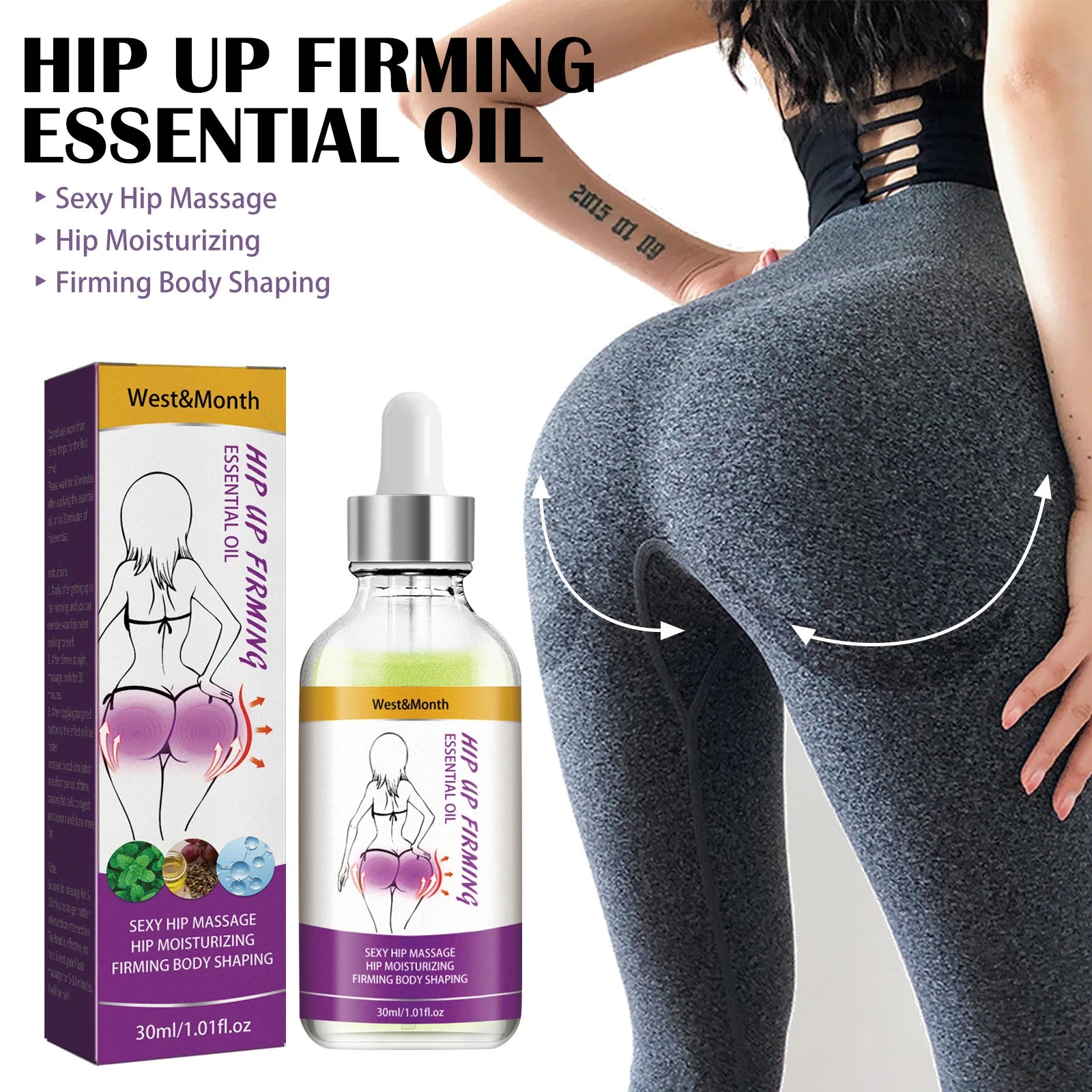 Buttock Massage Essential Oil Hip Lift up Hydrating Shaping Firming Big Ass Plumping Improve Elasticity Sexy Butt Tightening Oil