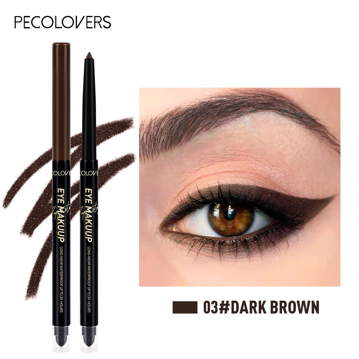 Dual-ended Black Gel Eyeliner Pencil, Waterproof Long-lasting Easy To Apply, Soft Cotton Head Eyeliner Pen, Smooth Eyeliner Pen