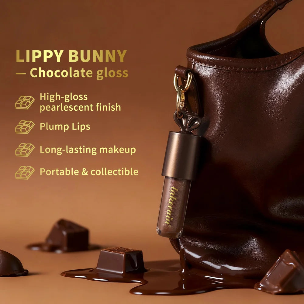 Long lasting Moisturizing Lip Gloss with Bunny Keychain Lip Stain LIPPY BUNNY Plump Lips Chocolate Glow Cosmetics Makeup