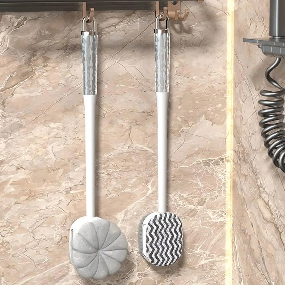 Useful Long Handle Doubleside Bath Brush Back Rubbing 2-in-1 Shower Brush Cleaning Tools Soft Body Exfoliating Brush