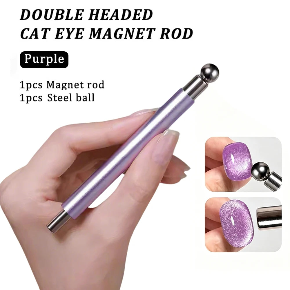 LINMANDA 3 In 1 Dual Headed Cat Eye Nail Art Magnetic Stick Multifunctional Nail Art Magnet Design Tool Suitable for Home DIY