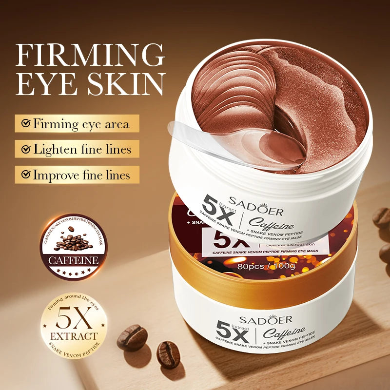 60pcs SADOER Caffeine Eye Mask Anti Dark Circles Wrinkle Moisturizing Wrinkles Anti-aging Hydrating Eyes Masks Skin Care