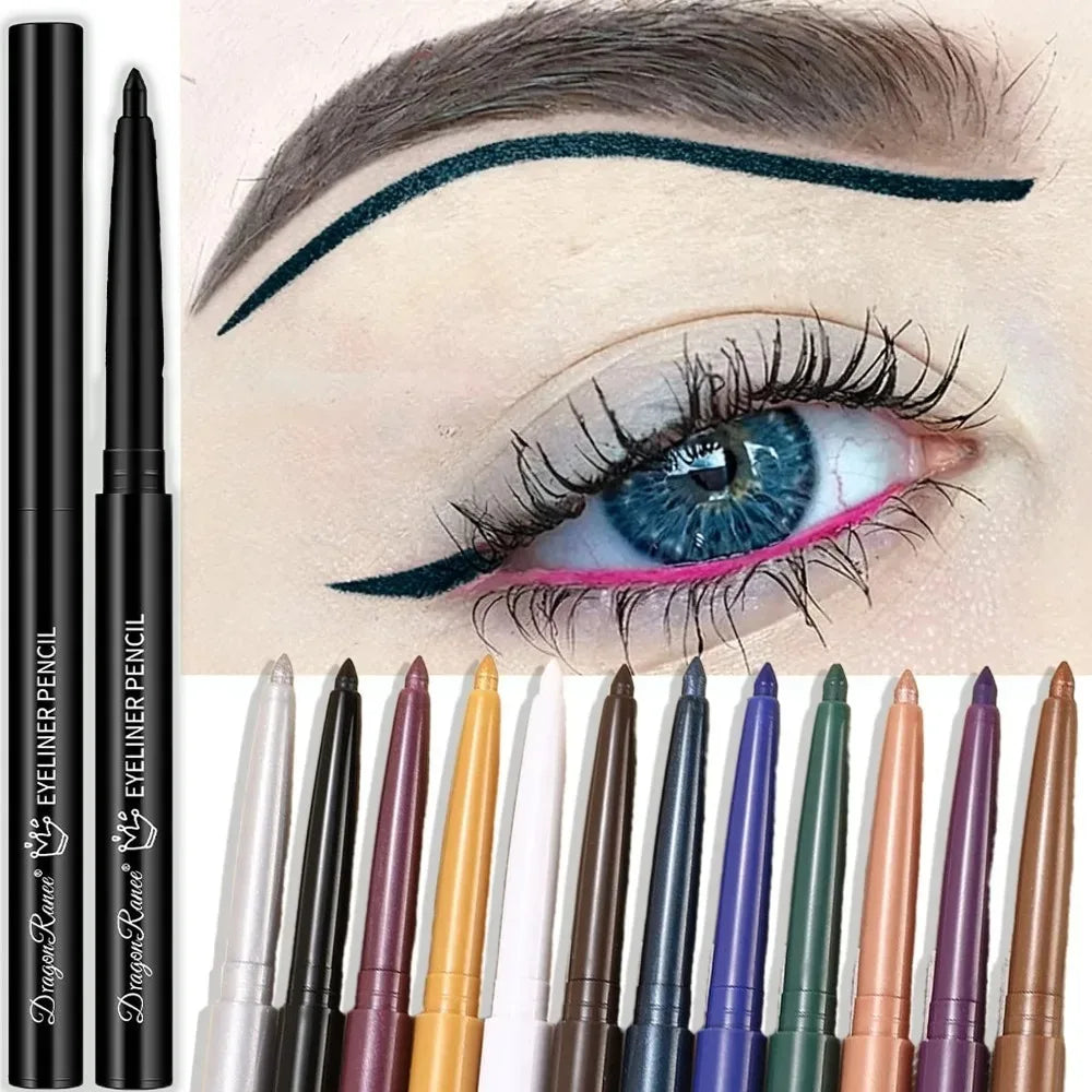 1Pc Ultra-fine Matte Smooth Waterproof Green Purple Eyeliner Gel Pencil Pearlescent White Eyeliner Easy Wear Eyeliner Pen Makeup