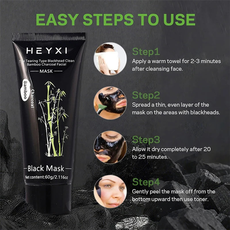 Bamboo Charcoal Tear Off Facial Mask, Clean Skin, Cool and Control Oil, Replenish Water and Moisturize, Make Skin Cleaner