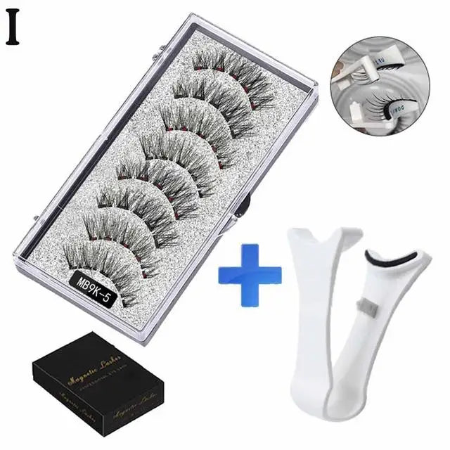 3D Natural Magnetic Eyelashes,With 5 Magnetic Lashes Eyelashes Handmade False Gift Reusable Magne T6N2