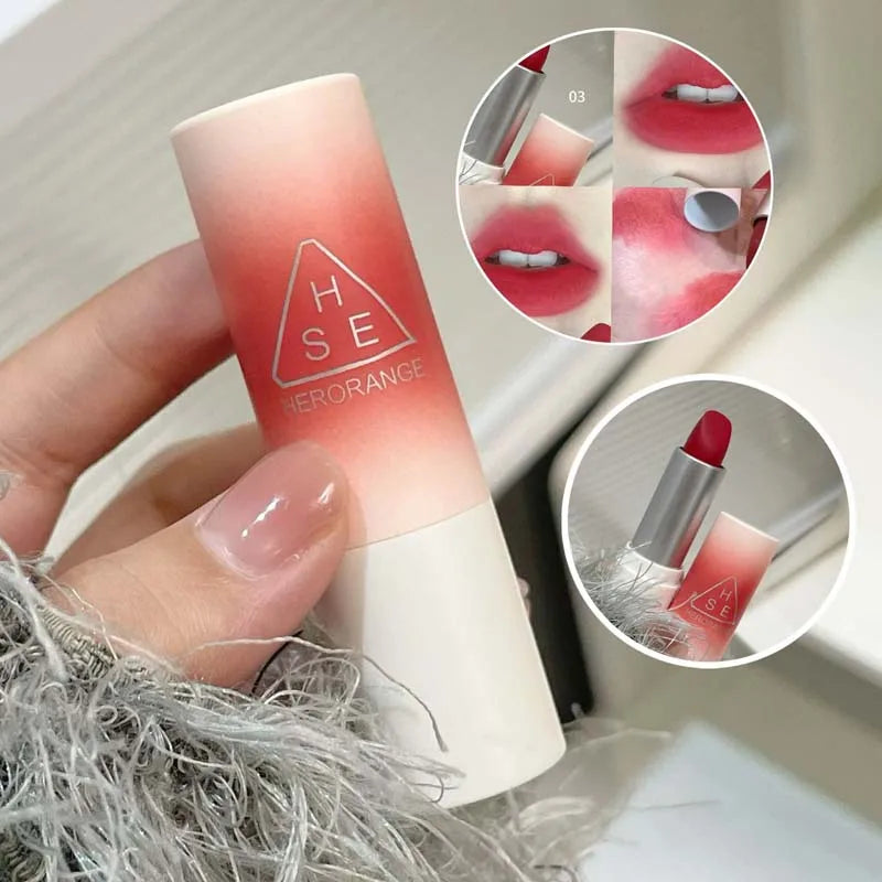 HERORANGE Yarn Felt Velvet Fog Matte Lipstick Fog Face Velvet Color Holding Makeup Lifting Color Whitening Lipstick