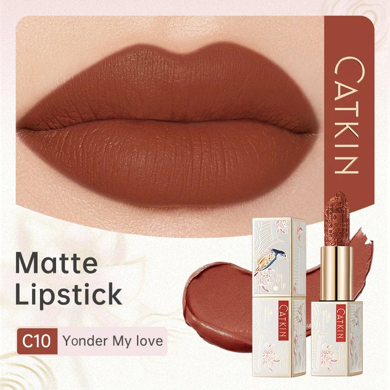 CATKIN Dreamworld Carving Lipstick, Waterproof Long Lasting Satin Nourish Moisturizing Smooth Soft 0.13 Ounce-Chinese Style
