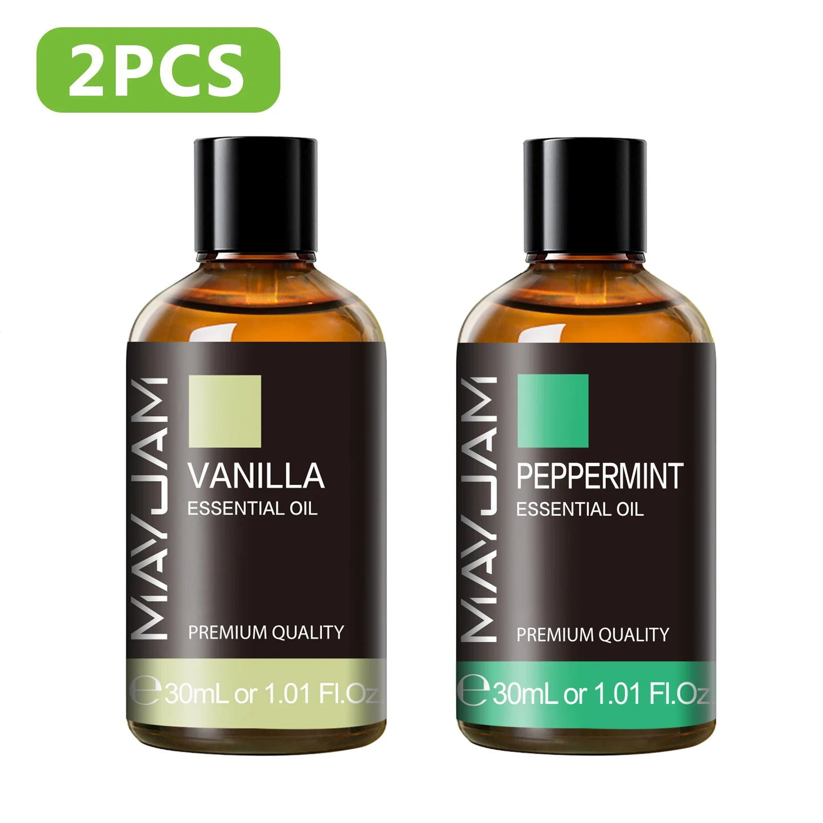 MAYJAM 2 Bottles Essential Oils 30ml Lavender Bergamot Vanilla Peppermint Scents for Diffuser Aromatherapy Candles Soap Making