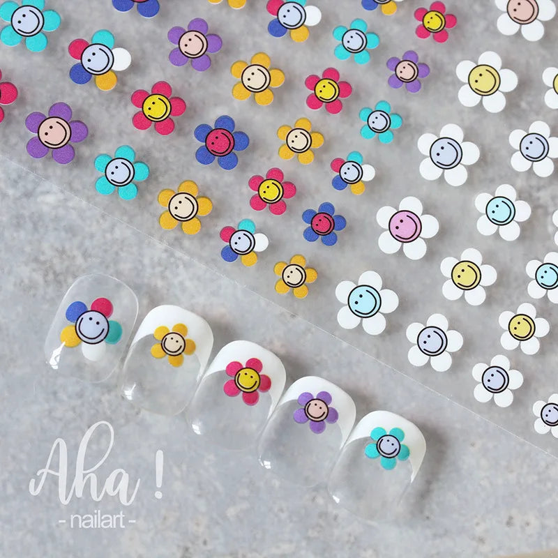 3D Yellow Smile Nlail Art Stickers Nail Decals for Nails Smile Face Manicure Japanese Design DIY Cute Nail Decals Accessories