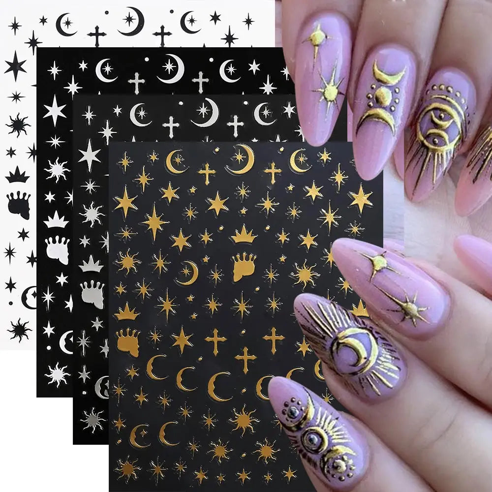4pcs/set 3D Cute Cartoon Black Cat Nail Stickers Funny Cat Paw/Bowtie Self-Adhesive Nail Art Decals Manicure Accessories DIY 8*1