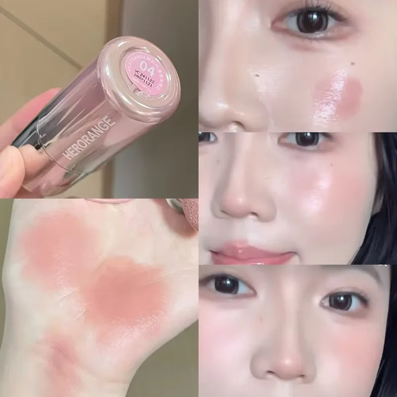 Herorange Liquid Blush Stick with Sponge Tip Waterproof Long Lasting Multi-Use for Lips Cheeks Gift